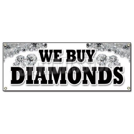 SIGNMISSION WE BUY DIAMONDS BANNER SIGN gold jewelry appraisals watches precious stones ring B-We Buy Diamonds